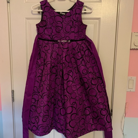 Fancy purple dress with velvet swirls - Picture 2 of 11